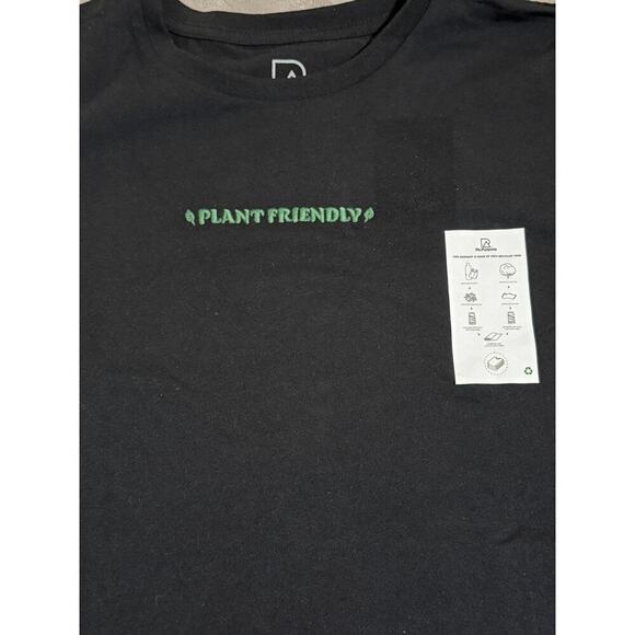 NWT Re. Purpose Black Short Sleeve Crew Neck T-Shirt Plant Friendly Embroidery - Picture 4 of 4